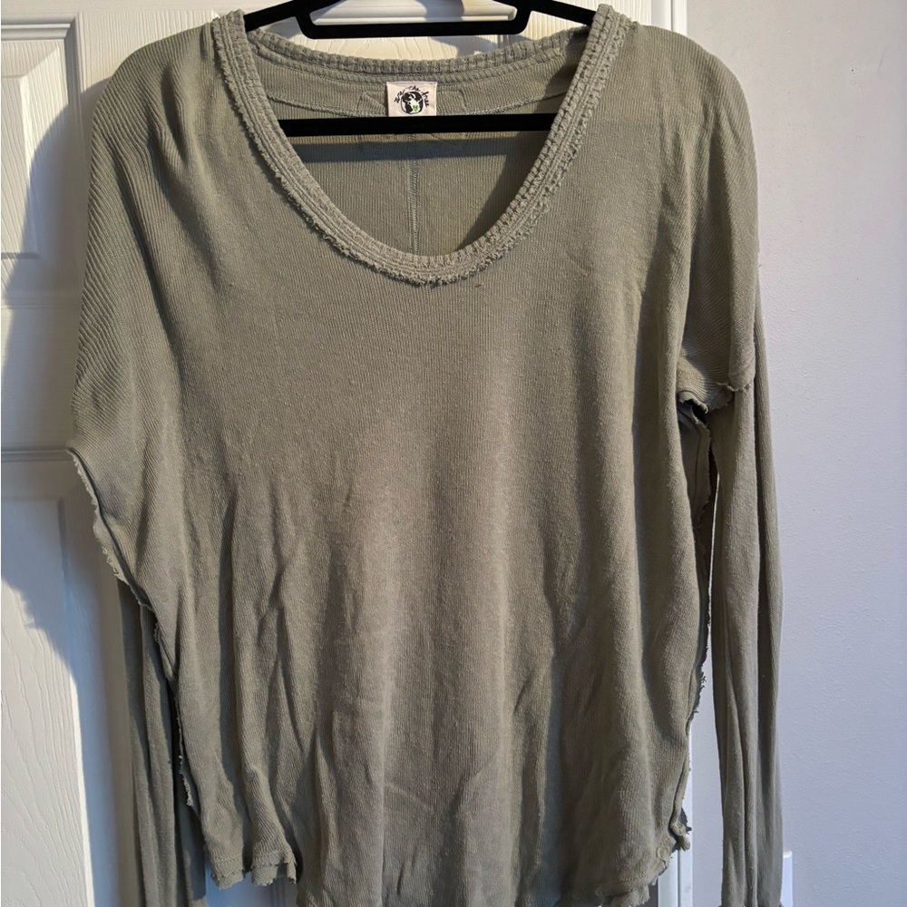 Free People layering tshirt, small, sage color, thick cuffs with thumb holes